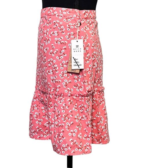 BillaBong x Salty Blonde Upside‎ Skirt Size 30 Color Peach Out Cotton/Linen - Picture 2 of 10